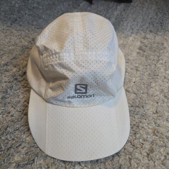 Salomon Mesh 5-Panel Lightweight Running Cap Training Hat White - Picture 1 of 5